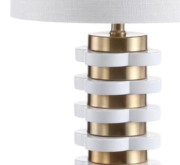 Wellington 26.5" Quatrefoil Striped Resin LED Table Lamp - JONATHAN Y